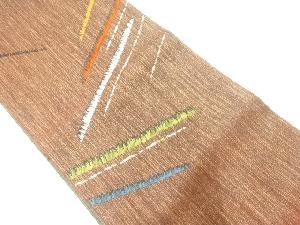 かすりつむぎ抽象模様織出し袋帯